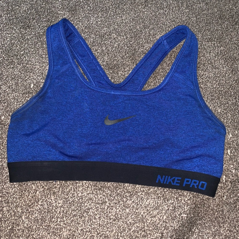 blue nike pro sports bra